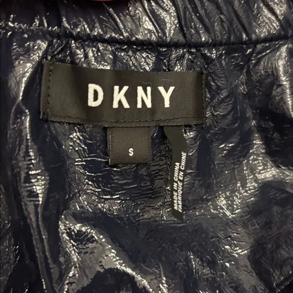 DKNY Shiny faux patent leather lightweight Navy Bomber Jacket, S - Picture 10 of 11